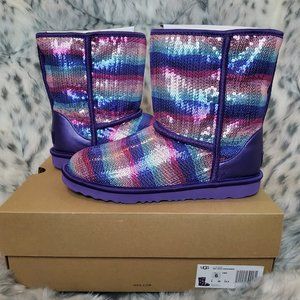 Youth Sz 6 Purple Rainbow Sequin Ugg Boots